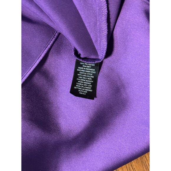 NEW Worthington Womens Purple S silky soft short Sleeve Ruffle Blouse Elegant - Picture 7 of 7